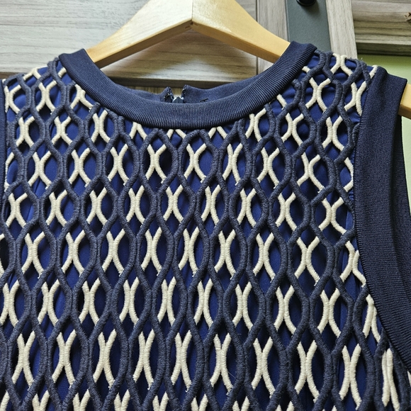 Tory Burch Carolina Crochet Knit Two-Tone Guipure Dress - Picture 13 of 16